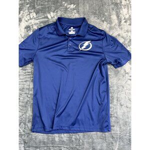Fanatics NHL Tampa Bay Lightning Mens Blue Polo Shirt Size Large Lightweight